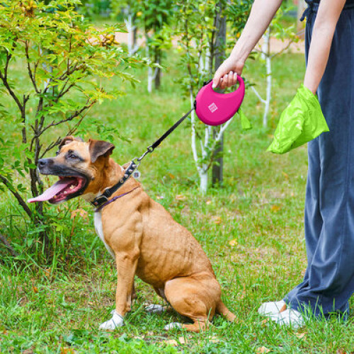 Поводок-рулетка WAUDOG R-leash с контейнером, розовый