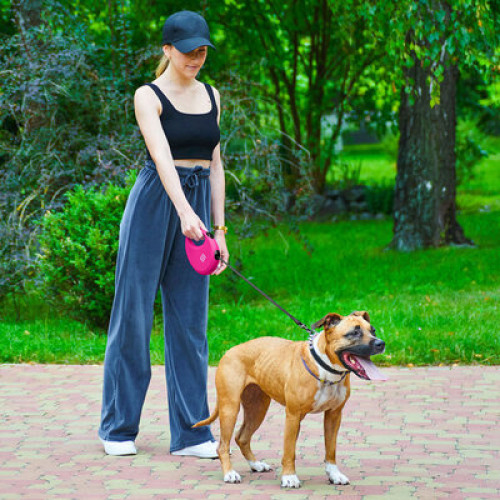 Поводок-рулетка WAUDOG R-leash с контейнером, розовый