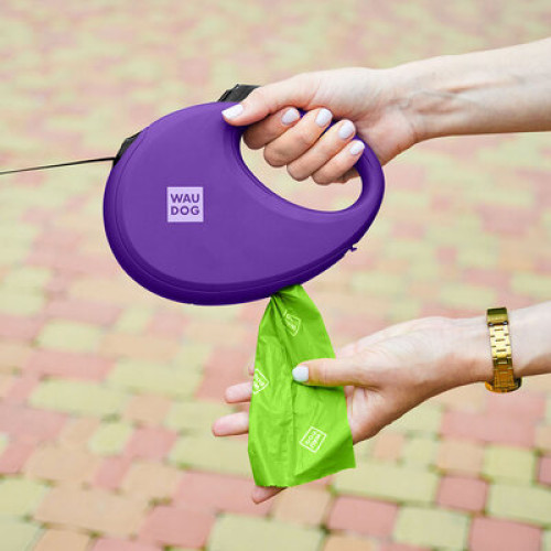 Поводок-рулетка WAUDOG R-leash с контейнером, фиолетовый