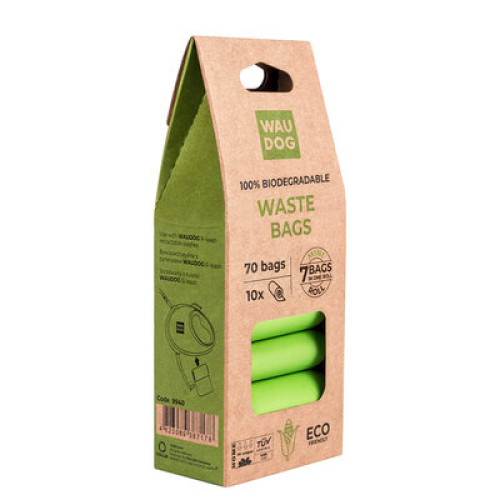 Биоразлагаемые пакеты WAUDOG для уборки за животными МИНИ, 20×25 см, 7 рулонов (70 шт)