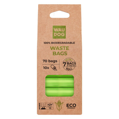Биоразлагаемые пакеты WAUDOG для уборки за животными МИНИ, 20×25 см, 7 рулонов (70 шт)