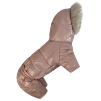 Зимовий лакований комбінезон для собак рожевого кольору A-80