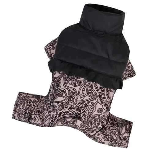 Зимний комбинезон для собак девочек рюша узоры пудра AD-29