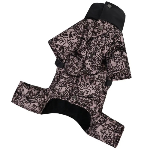 Зимний комбинезон для собак девочек рюша узоры пудра AD-29