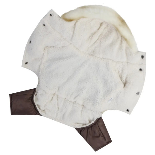 Зимний комбинезон для собак на меху жемчужного цвета AM-38