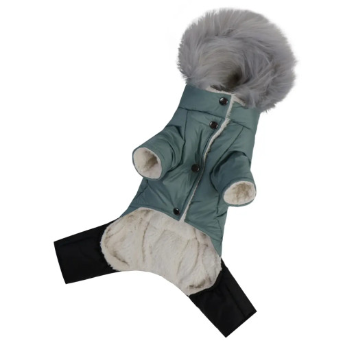 Зимовий комбінезон для собак на хутрі м’ятного кольору AM-40