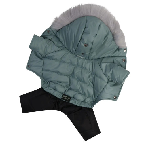 Зимовий комбінезон для собак на хутрі м’ятного кольору AM-40