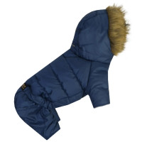 Зимовий комбінезон для собак на хутрі петрольного кольору AM-41