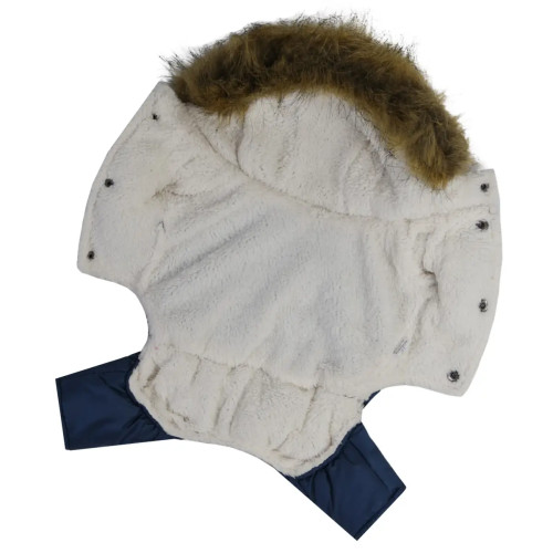 Зимовий комбінезон для собак на хутрі петрольного кольору AM-41