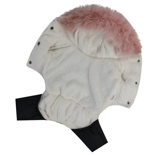 Зимовий комбінезон для собак на хутрі пудрового кольору AM-42