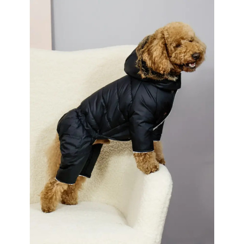 Зимний комбинезон для собак на меху черного цвета AM-43