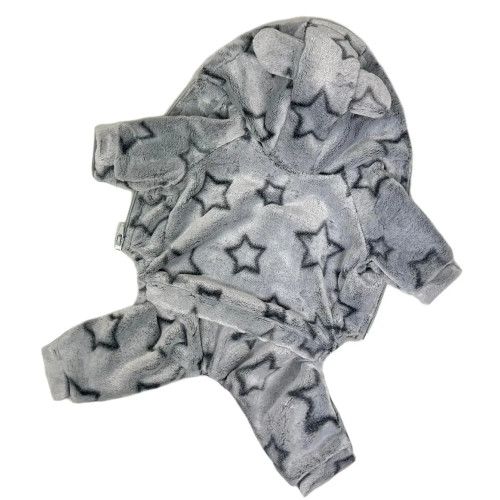 Костюм для собак махровый «Звёзды» серый D-174