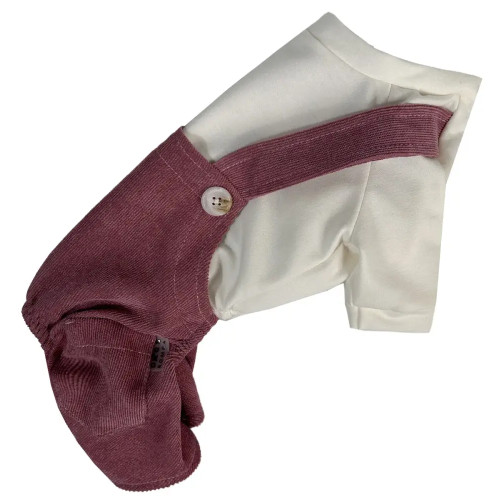 Костюм для собак с лямками D-219 вельвет розового цвета