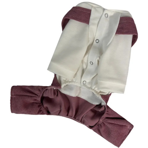 Костюм для собак с лямками D-219 вельвет розового цвета