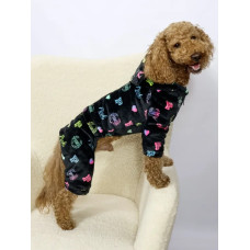 Костюм для собак махровий чорний з принтом Pink D-221