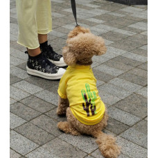 Футболка для собак з принтом Кактус жовтого кольору F-77