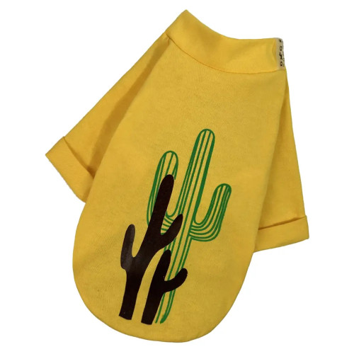Футболка для собак с принтом Кактус жёлтого цвета F-77