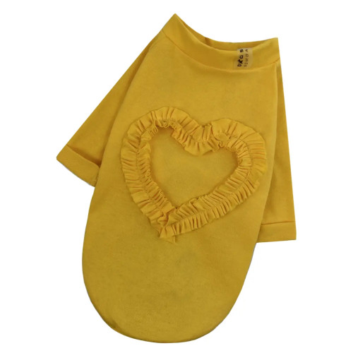 Футболка для собак Рюша сердце жёлтая F-81