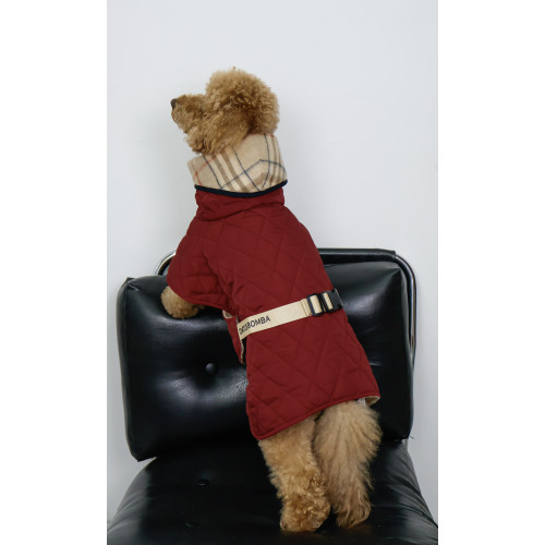 Жилет для собак стёганый двусторонний марсала G-113