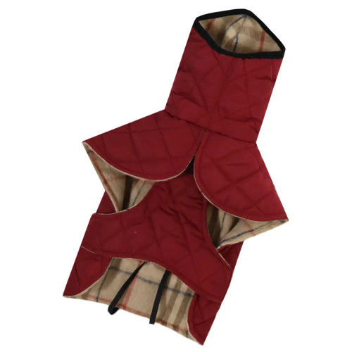 Жилет для собак стёганый двусторонний марсала G-113