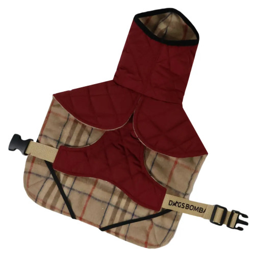 Жилет для собак стёганый двусторонний марсала G-113