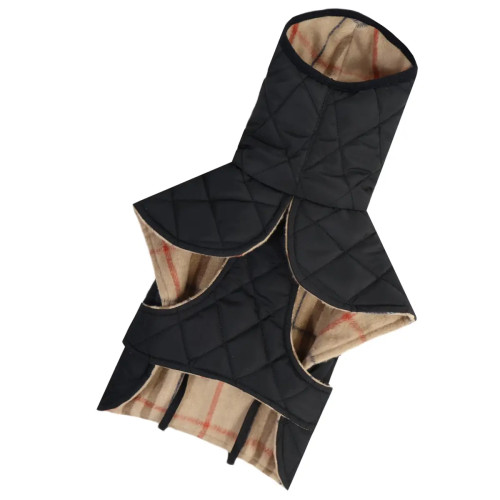 Жилет для собак стёганый двусторонний чёрный G-114