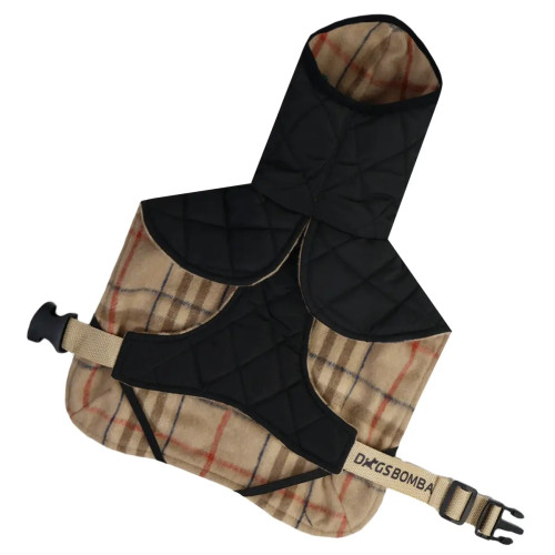 Жилет для собак стёганый двусторонний чёрный G-114