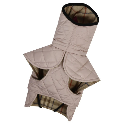 Жилет для собак стёганый двусторонний пудра G-121