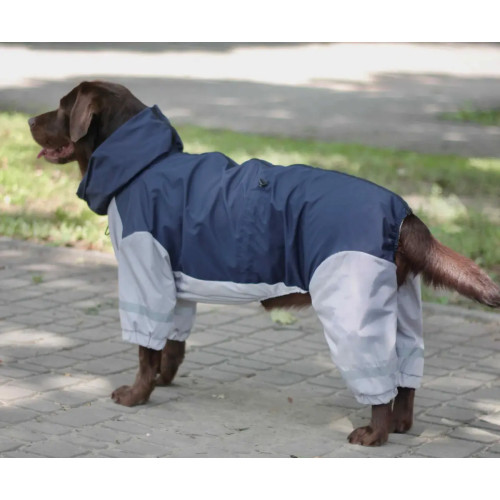 Дождевик для больших собак синий с серым MB-2
