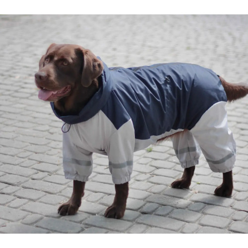 Дождевик для больших собак синий с серым MB-2