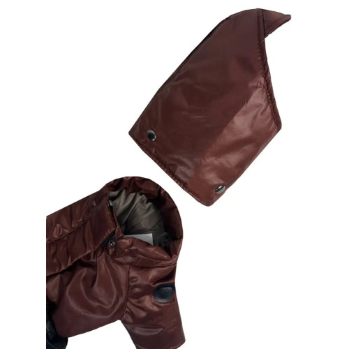 Зимовий комбінезон для собак з поясом шоколадного кольору R-59