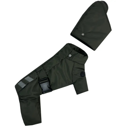 Зимний комбинезон для собак с поясом хаки R-60