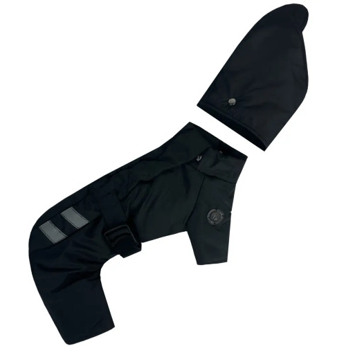 Зимовий комбінезон для собак з поясом чорного кольору R-62