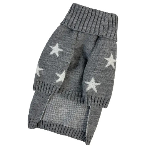 Вязаный свитер для собак Y-329 серого цвета "Звёздочки"