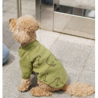 Свитер вязаный для собак «Капибары» оливковый Y-333