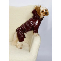 Зимовий комбінезон для собак лакований марсала A-85