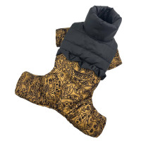 Зимний комбинезон для собак-девочек рюша с узорами горчица AD-16