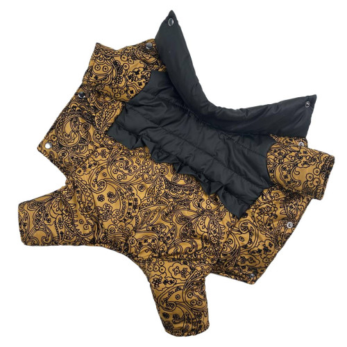 Зимний комбинезон для собак-девочек рюша с узорами горчица AD-16