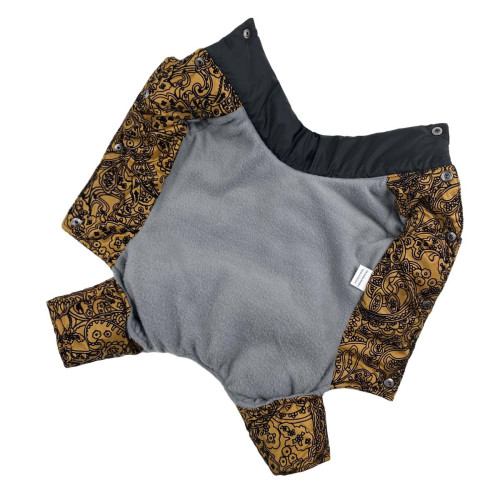 Зимний комбинезон для собак-девочек рюша с узорами горчица AD-16