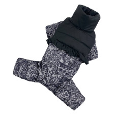 Зимовий комбінезон для собак-дівчаток з рюшками та візерунками сірий AD-17