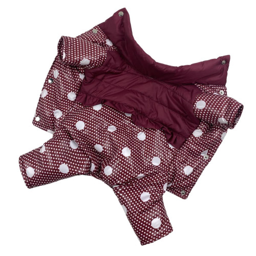 Зимний комбинезон для собак-девочек с рюшами в горошек AD-18