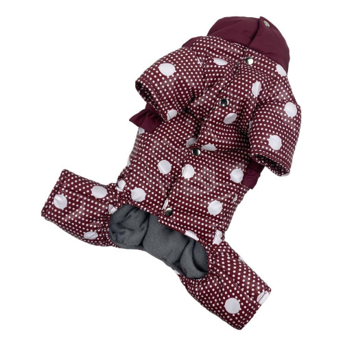 Зимний комбинезон для собак-девочек с рюшами в горошек AD-18