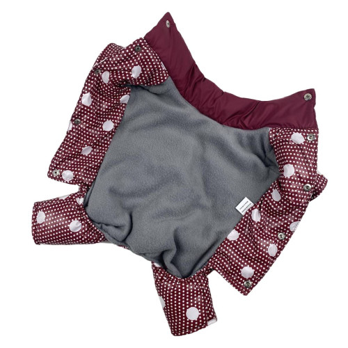 Зимний комбинезон для собак-девочек с рюшами в горошек AD-18