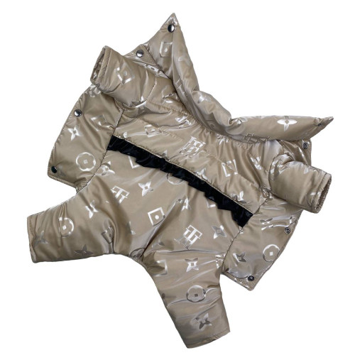 Зимовий комбінезон для собак дівчаток з рюшками  LV беж AD-24