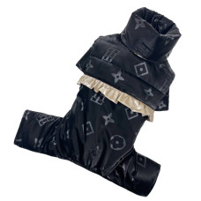 Чорний зимовий комбінезон для собак дівчаток з рюшками і візерунками LV AD-25