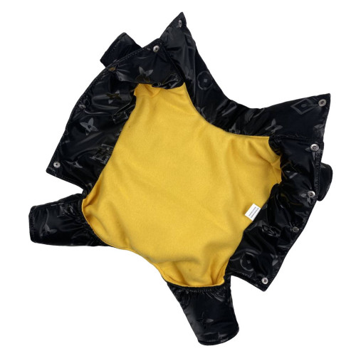 Зимний чёрный комбинезон для собак-девочек с рюшками и узорами LV AD-25