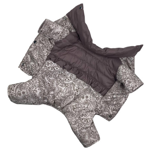 Зимний комбинезон для собак девочек рюша бежевого цвета AD-26