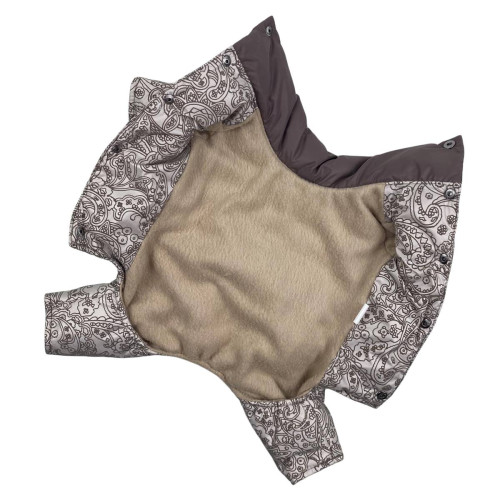 Зимний комбинезон для собак девочек рюша бежевого цвета AD-26