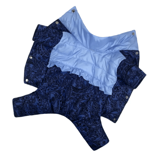 Зимний комбинезон для собак Dogs Bomba AD-28 синего цвета с узором