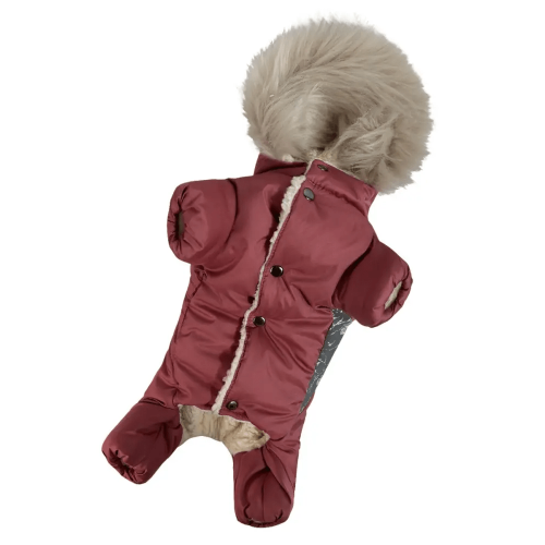 Зимний комбинезон для собак-девочек мех терракот AD-34